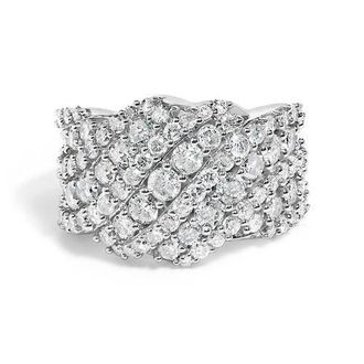 House of Brilliance 10K Gold 3.00 Ctw Diamond Multi Row Cluster Band Ring in White Gold at Nordstrom, Size 9