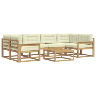 vidaXL Conjunto De Sof&aacute;s De Exterior Con Coj&iacute;n 5 Pcs Blanco Y Crema Vidaxl