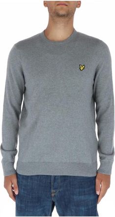 Lyle & Scott Print Gebreide Kleding Grijs Lange Mouwen - Heren - Ronde hals truien - Grijs - S - Katoen - Truien & Vesten