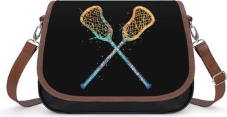 Generic Lacrosse Sticks Crossed Small Womens Crossbody Bags Shoulder Handbag with Adjustable Strap for Travel