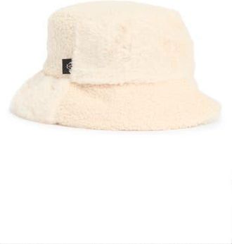 Nanette Lepore Faux Fur Mixed Media Bucket Hat in Cam at Nordstrom Rack