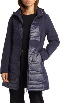 Via Spiga Elliptical Quilted Hooded Softshell Jacket in Navy at Nordstrom, Size Medium Regular