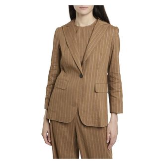Marella Berta Single-breasted Jacket - female - Marella - Blazers - Brown - S - Jackets