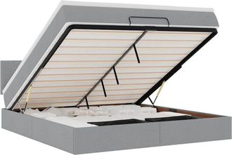 vidaXL Cama Otomana Con Colch&oacute;n Gris Claro 160x200 Cm Tela Vidaxl