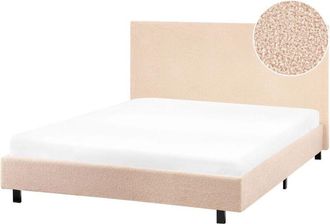 Beliani Slatted Bed Frame Beige Boucle Fabric Upholstered EU Small Double Size 4ft Modern Design ALBI