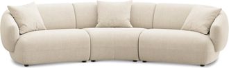 Castlery Auburn Curve Sofa Customized, Performance Linen Weave, Cream, Spill Resistant, Modular for Sofas by Castlery