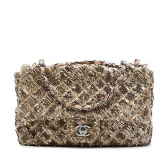 Chanel Pre-owned Sequined Flap Shoulder Bag - Dames - Pre-owned - Beige - Maat: ONE Size Leer