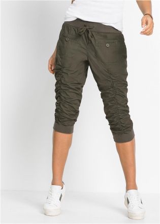 Bonprix 3/4-Hose BONPRIX 3/4-Hose aus reiner Baumwolle, Damen, Gr. 38, N-Gr, gr&uuml;n (oliv), Obermaterial: 100% Baumwolle, regular fit, Hosen 3/4-Hose, aus Baumw