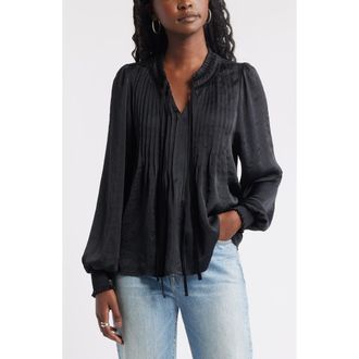 Treasure & Bond Pintuck Satin Top in Black at Nordstrom Rack, Size X-Small