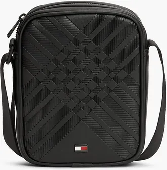 Tommy Hilfiger Mens Debossed Mini Reporter Bag - Black