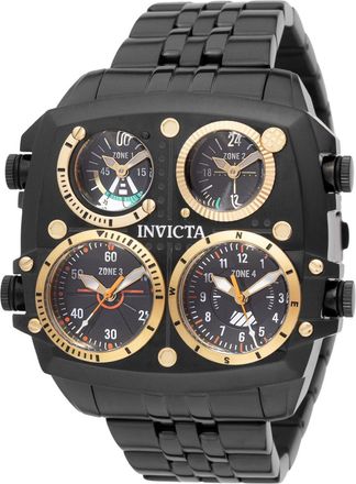 Invicta Aviator - Zulu Time 49606 Heren Horloge - Quartz Uurwerk - Roestvrij Staal met zwarte Wijzerplaat - 50mm