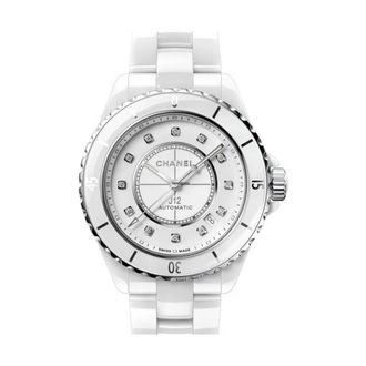 Chanel Donna - H5704 - Chanel J12 Quartz 33 Mm - Witte wijzerplaat + Diamanten - Dames - Horloges - Grijs - ONE Size - Accessoires