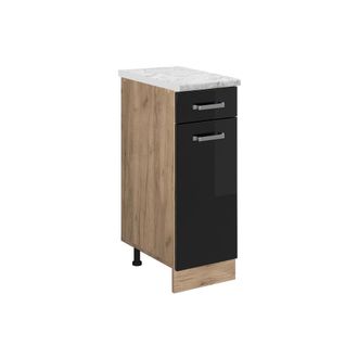 Vicco Mueble Bajo De Cocina R-line, Negro Brillo Intenso, 30 Cm Et M&aacute;rmol