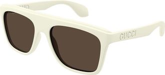 Gucci GG1570S 003 Mens Sunglasses White Size 57 - Free RX Lenses - Free RX Lenses