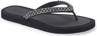 Tory Burch Kira Chain Flip Flop in Perfect Black at Nordstrom, Size 10