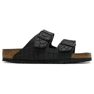 Birkenstock Arizona BS Embossed Natural Leather Unisex Casual Sandals - Black - Size:UK 9.5