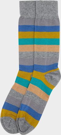 Paul Smith Mens Kit Color-Block Stripe Crew Socks