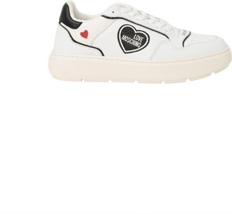Love Moschino Womens Heart Patch Sneakers - White Viscose - Size EU 40