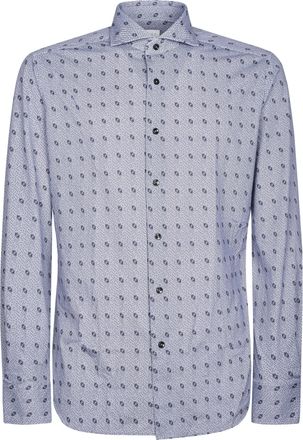 Xacus Geometric Pattern Long-Sleeve Button-Up Shirt