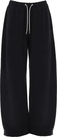 Alexander Wang Mid Rise Sweat Pant w/ Rhinestone Drawcord - female - Alexander Wang - Wide Trousers - Black - M - Trousers