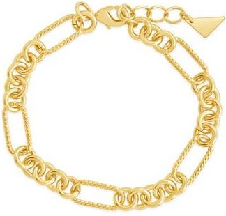 Sterling Forever Fianna Mixed Link Chain Bracelet in Gold at Nordstrom Rack