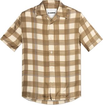 Jil Sander Short Sleeve Shirts, male, Brown, Size: M Checked Pattern Shirt