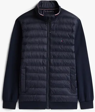 Tommy Hilfiger Mens Mixed Media Intechno Knit Zip Sweatshirt - Navy - L