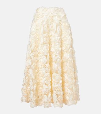 Rotate Floral-appliqué midi skirt