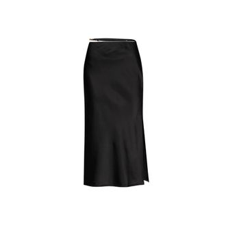 Jacquemus Rokken, Dames, Zwart, L, Satijn, La Jupe Notte Slit Midi Rok
