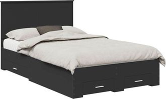 vidaXL Bed Frame with Headboard Black 135 x 190 cm Engineered Wood vidaXL