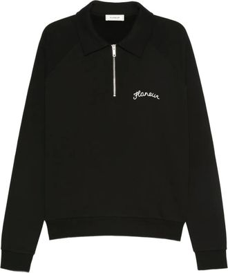 Flaneur Felpa con zip sul colletto - Nero