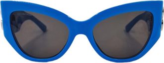Balenciaga Stijlvolle blauwe zonnebril met zilver logo - Dames - Zonnebrillen - Blauw - ONE Size - Accessoires