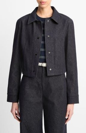 Vince Crop Slim Fit Denim Shirt Jacket in Deep Indigo at Nordstrom Rack, Size X-Small