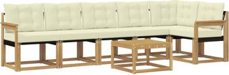 vidaXL Conjunto De Sof&aacute;s De Exterior 7 Uds. Blanco Y Crema Vidaxl