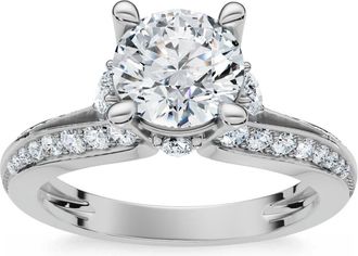 Pompeii3 12.30Ct Diamond Wide Fashion Ring Emerald & Oval Cut Gold Lab Grown Band