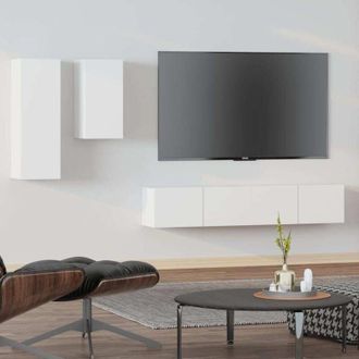 vidaXL Vidaxl - Set di Mobili Porta tv 4 pz Bianco in Legno Multistrato