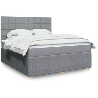 vidaXL Vidaxl - Cama Box Spring Con Colch&oacute;n Tela Gris Claro 180x200 Cm