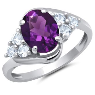MAX + STONE 10k Yellow or White Gold Oval Cut Gemstone Sunburst Halo Ring