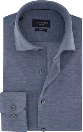 Cavallaro Overhemden, Heren, Blauw, XL, Katoen, Piquo Shirt