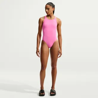 Nike Womens Swim HydraStrong Essential Fastback One Piece in Pink | NESSA001-663