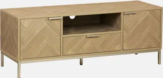 Sweeek Sweeek - Mueble Tv Efecto Madera En Espiga 120cm, Budapest, Natural, 120x40x45 Cm