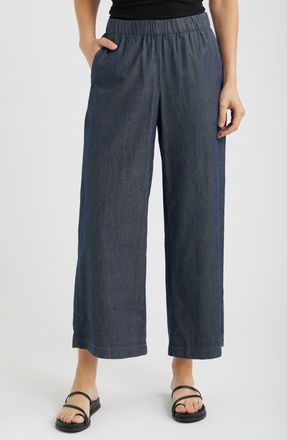 Eileen Fisher Wide Leg Ankle Pants in Denim at Nordstrom, Size X-Small