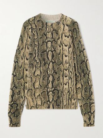 Dries Van Noten Pullover In Maglia Con Stampa Serpente - Stampa animalier