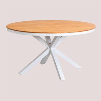 Sklum Sklum - Mesa De Jard&iacute;n Redonda En Aluminio Y Madera De Eucalipto Archer