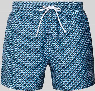 HUGO BOSS Relaxed Fit Badeshorts mit Allover-Muster Modell CATFISH in Hellblau, Gr&ouml;&szlig;e XXL