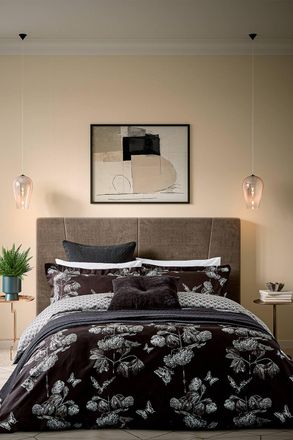Ted Baker Narnia Floral Cotton Duvet Cover Set in Black | Size: Super King
