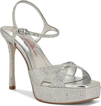 Nine West Talent Ankle Strap Platform Sandal in Metallic Silver at Nordstrom, Size 6.5
