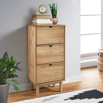 Berkfield Home Shoe Cabinet OTTA with 3 Drawers Brown Solid Wood Pine