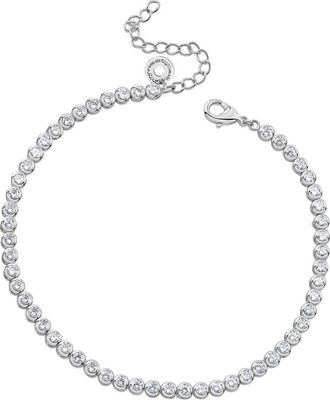 Kenneth Jay Lane Bezel Round Cubic Zirconia Tennis Anklet in Clear/Silver at Nordstrom Rack, Size 9