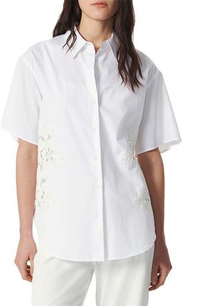 Rag & Bone Amy Lace Short Sleeve Button-Up Shirt in White Lace at Nordstrom, Size X-Small